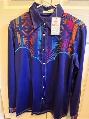 Women's Purple Aztec Yoke Button-Down Shirt
